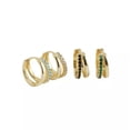 thumbnail image 5 of QQTDFG Women 925 Sterling Silver Double Layered CZ Huggie Hoop Earrings A1131-B - Gold with White Stone, 5 of 6