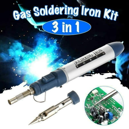 

3 In1 Gas Soldering Iron Kit Butane Wireless Cordless Welding Ren Torch UK Gtu