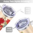 thumbnail image 5 of 40oz Pioneer Colorful Floral Stainless Steel Flip Straw Tumbler with Lid and Straw Spill Proof Travel Cup Double Wall Vacuum Insulated Coffee Mug with Handle White, 5 of 7