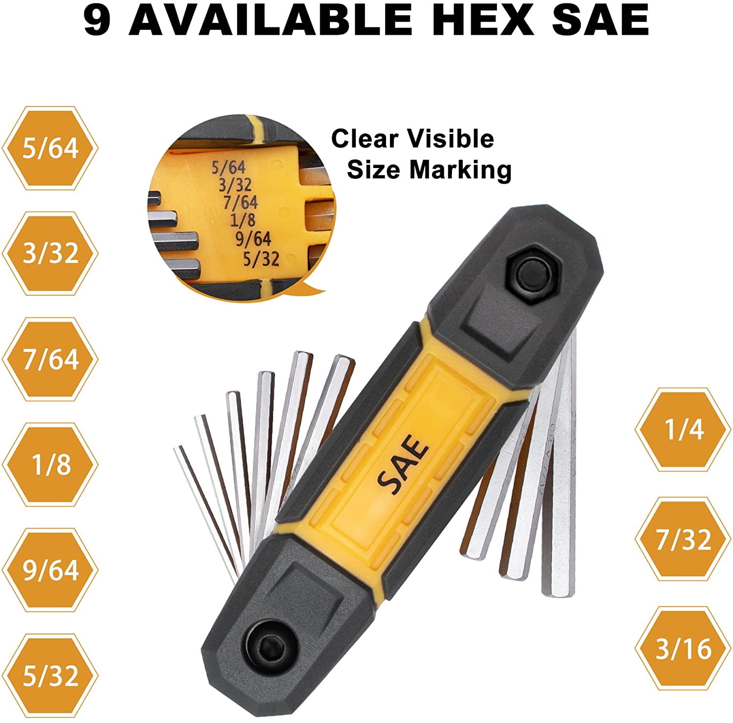 17pcs Folding Allen Wrench Set | Metric & Standard SAE - Key Tool 2 Pack Portable Hex for Basic Home Repair and General Applications
