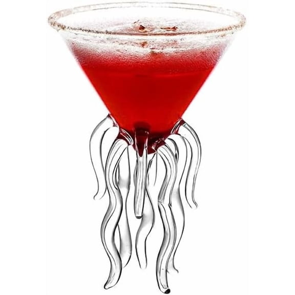 Octopus Martini Glasses Set  - Creative Crystal Cocktail Drinkware, Bar Goblet for Martinis, Cocktails, Liqueur & Home Entertaining (2ps-L)