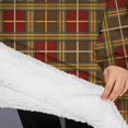 thumbnail image 3 of Oversized Wearable Blanket Hoodie,Brown Red Yellow Plaid Checkered Pattern Sherpa Blanket Hoodie with Super Pockets,Super Warm Fuzzy Pullover for Women & Men, 3 of 6