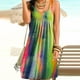 thumbnail image 4 of Vestido corto con estampado de teñido anudado Vestido plisado sin mangas, naranja azul, M Advancent AP002087-34, 4 of 7