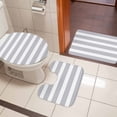 thumbnail image 5 of Light Grey Striped Bathroom Rugs Set Modern Stripe Simple Style Abstract Non Slip Absorbent Soft Bath Mats 3 Piece Set with Bathroom Rug, U-Shaped Floor Mat, Toilet Seat Cover Large Size, 5 of 9