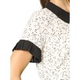 thumbnail image 7 of INSPIRE CHIC Women's Contrast Doll Collar Short Sleeves Polka Dots Tops Blouses XS Beige, 7 of 7