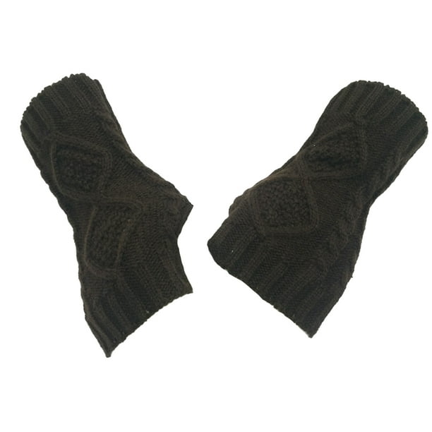 Qarigey 1 par de guantes sin dedos, ropa de punto, mitones con orificio para el pulgar, calentadores de manos, regalos de navidad, accesorios de guantes y mitones marrón Qarigey AP009708-06B