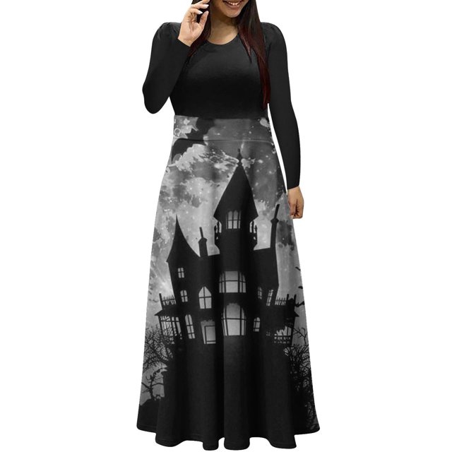 Long Sleeve Dress,3/4 Sleeve Dress for Women,Womens Fashion Printed Long Sleeve Round-Neck Pullover Patchwork Dress,Dress for Women Casual,Dress with Sleeves