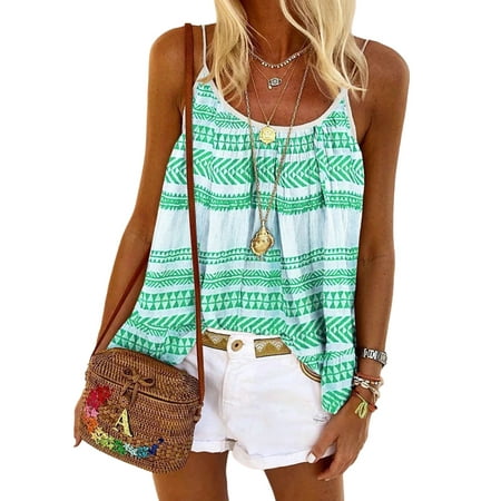

DYMADE Women Plus Size Sexy Geometric Print Suspender Vest