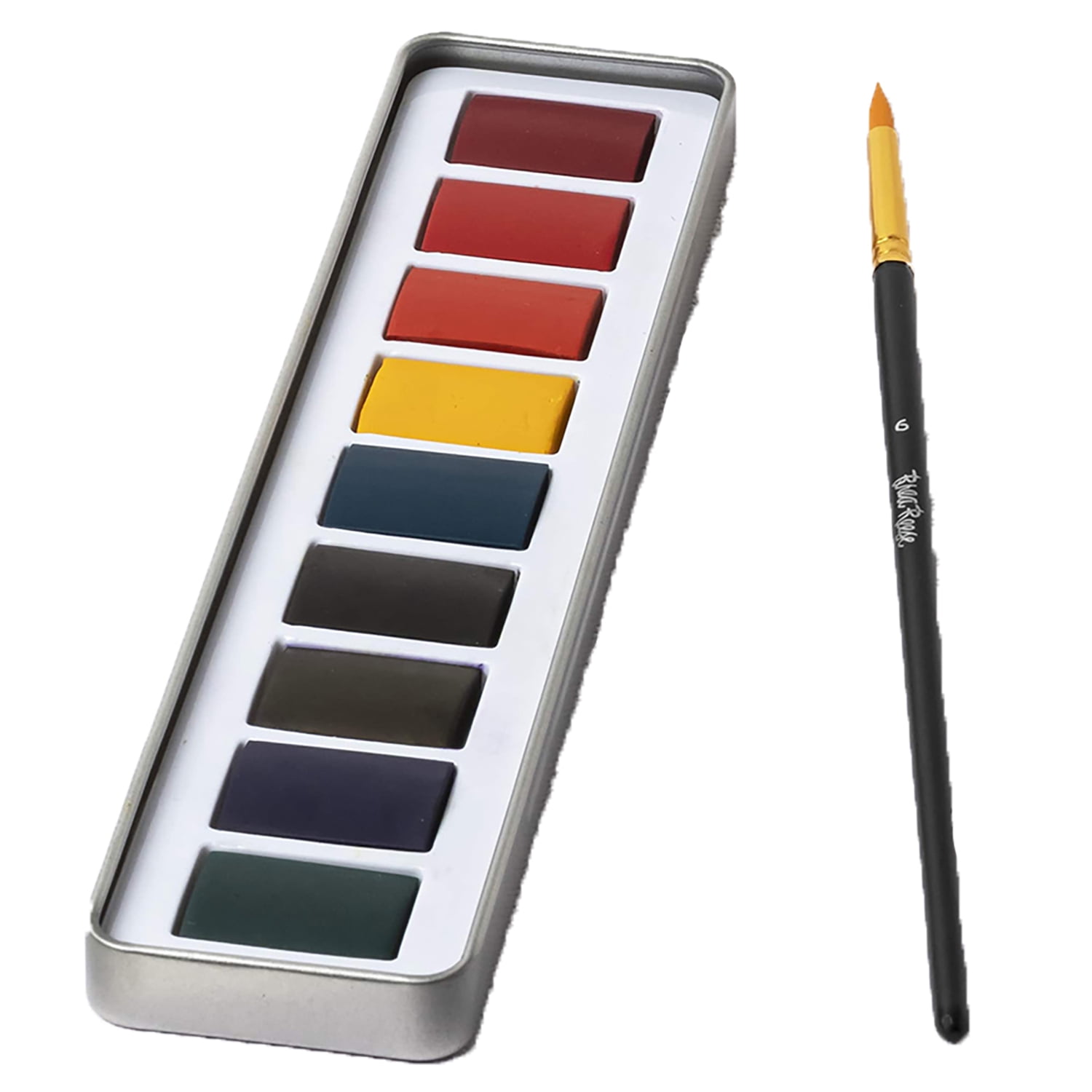 Brea Reese: Watercolor Paint Set - Vibrant - 9pc Vivid Colors, Gold Taklon Painting Brush & Compact Portable Tin, Blend-able, Adult Art Supplies