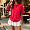 thumbnail image 3 of Women Polo Shirts Cotton Short Sleeve 3 Button Collar Shirts Summer Casual Moisture Wicking Golf Tops Summer Work Top, 3 of 4