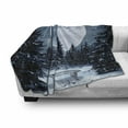 thumbnail image 3 of Winter Soft Flannel Fleece Throw Blanket, Dreamy Cold Night a Big Full Moon and Bench Park Stars in the Darkness, Cozy Plush for Indoor and Outdoor Use, 70" x 90", Blue White, by Ambesonne, 3 of 6