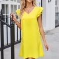 thumbnail image 4 of Vedolay Spring Dresses For Women 2023 Summer Dress for Women Chiffon Blouses Skirt Spaghetti Sleeveless Tops Halter Ruffle Romper Sun Flowy Summer Outfits,Yellow XXL, 4 of 5