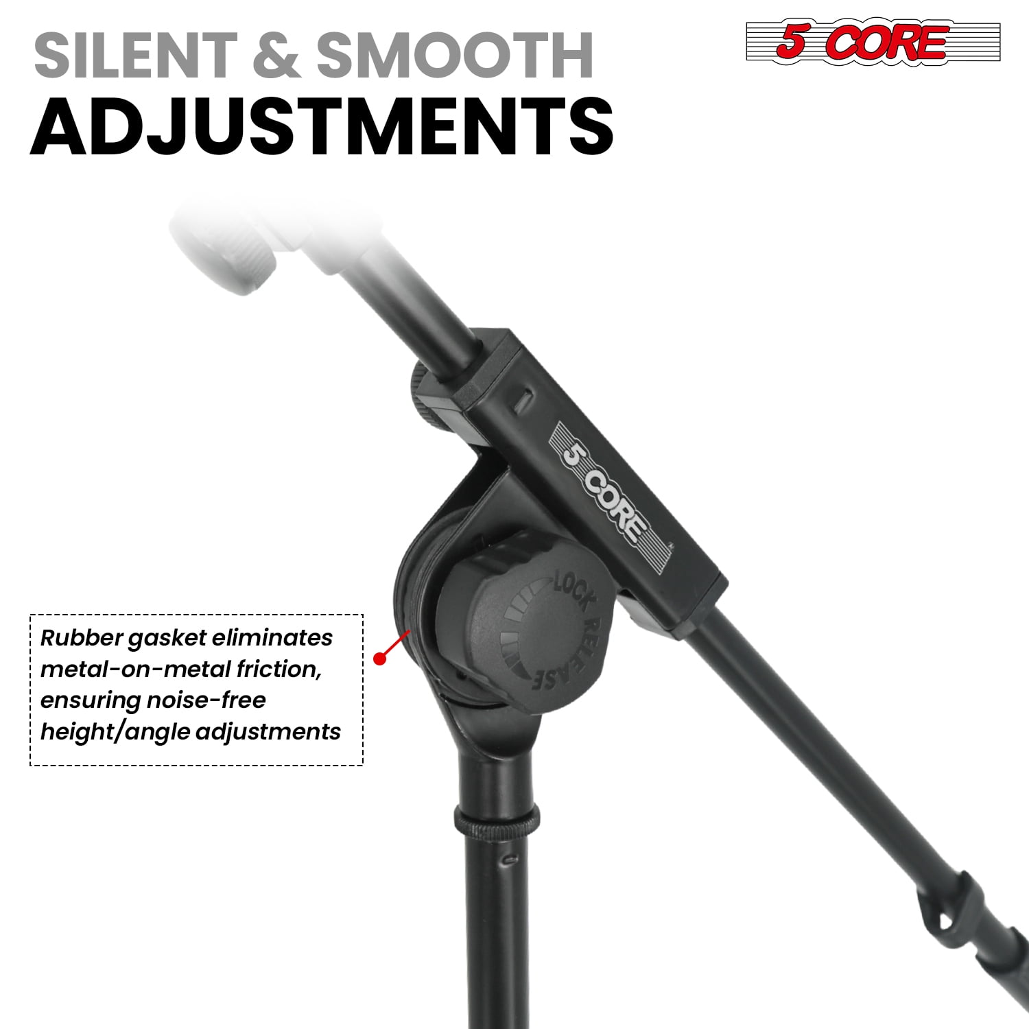 5Core Microphone Stand Floor Adjustable 82" w Metal Boom Arm