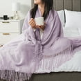 thumbnail image 5 of PAVILIA Lavender Purple Knit Throw Blanket for Couch, Twin Bed, Soft Knitted Farmhouse Sofa Throw for Living Room, Lightweight Decorative Summer Blanket for Chair, Outdoor Textured Boho Blanket, 60x80, 5 of 9