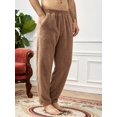 thumbnail image 1 of Pantalon Pyjama en Peluche à Taille Élastique Solide pour Hommes, 1 of 5