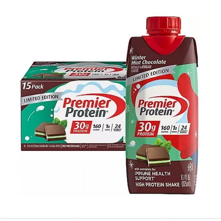 Premier Protein 30g High Protein Shake, Winter Mint Chocolate (11 fl. oz., 15 pk.)