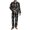 Skeleton Print White Black, variant on SCRAWLGOD Skeleton Print White Black 2 PCS Mens Button Down Pajamas Set, Soft Sleepwear with Pockets, Long Sleeve Notched Collar Top & Pants Set, Breathable Casual Loungewear, XS