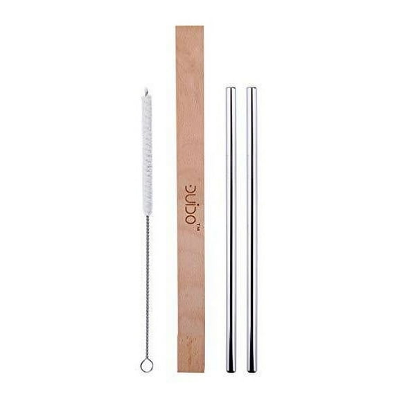 Stainless Steel Straws with Case –(4 Pack) 2 8.5 Inch Travel Eco-Friendly Reusable Straws and 1 Wood Case – Personal Straw Kit better than Collapsible and Foldable Metal Straw fits Yet