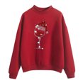 thumbnail image 1 of EGNMCR Chandail en Molleton de Noël pour Femmes Col Roulé Imprimé Couleur Unie Chandail Ample à Manches Longues, 1 of 2