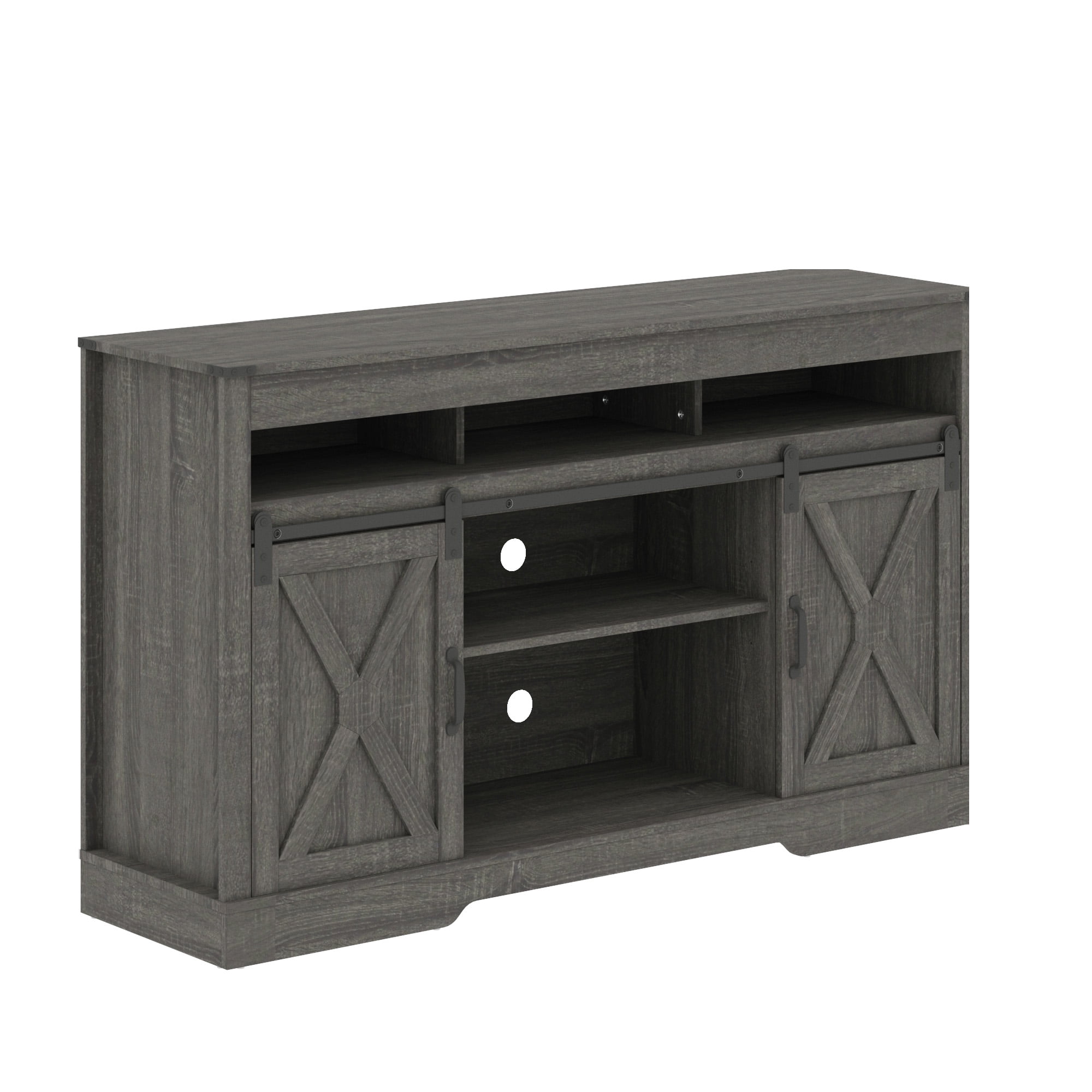 Heynemo TV Stand for 70" TVs, Modern Media Console Storage Cabinet with Sliding Barn Doors, Wooden Entertainment Center for Living Room Bedroom, Dark Gray
