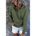 thumbnail image 1 of Women Drawstring Button Neck Hooded Sweatshirt Long Sleeve Pure Color Hoodies Pullover, 1 of 5