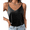 Pack of 1(Black), variant on Womens Silk Satin Camisole Tank Tops V Neck Spaghetti Strap Blouses Cross Back Sleeveless Cami Shirt