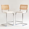 thumbnail image 4 of GrandNoor Modern Square Upholstered Solid Wood Frame Counter Height Bar Stool, White (Set of 2), 4 of 10