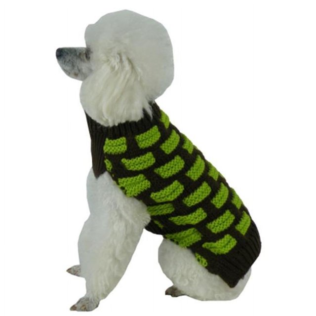 Pet Life SW10BRGMD Fashion Weaved Heavy Knit Designer Ribbed Turtle Neck Dog Sweater- Medium