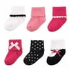 Luvable Friends Baby Girl Newborn and Baby Socks Set, Pink Black, 0-6 Months