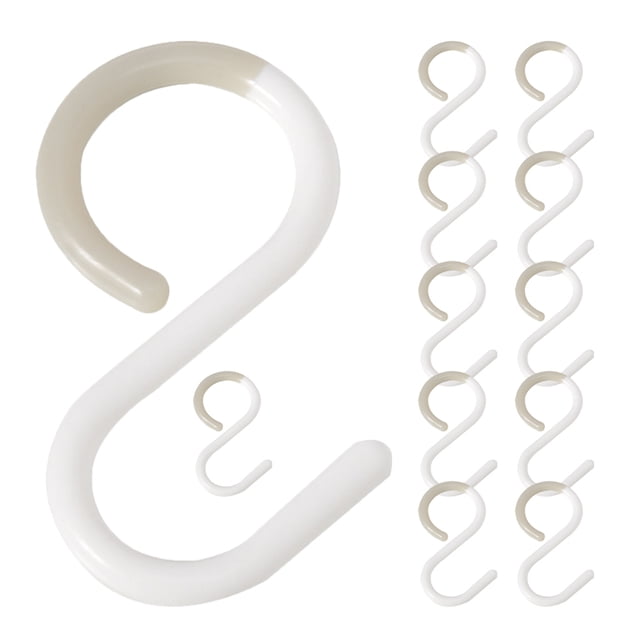 SHISUYAN 12pcs S Shape Plastic Hooks for Hanging Keys Storage Closet Rod L