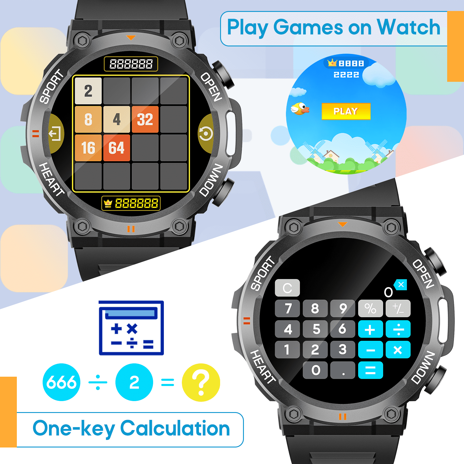 Zkcreation Military Watch Men's Smart Watch Fitness Tracker Answer/Make Calls, Black