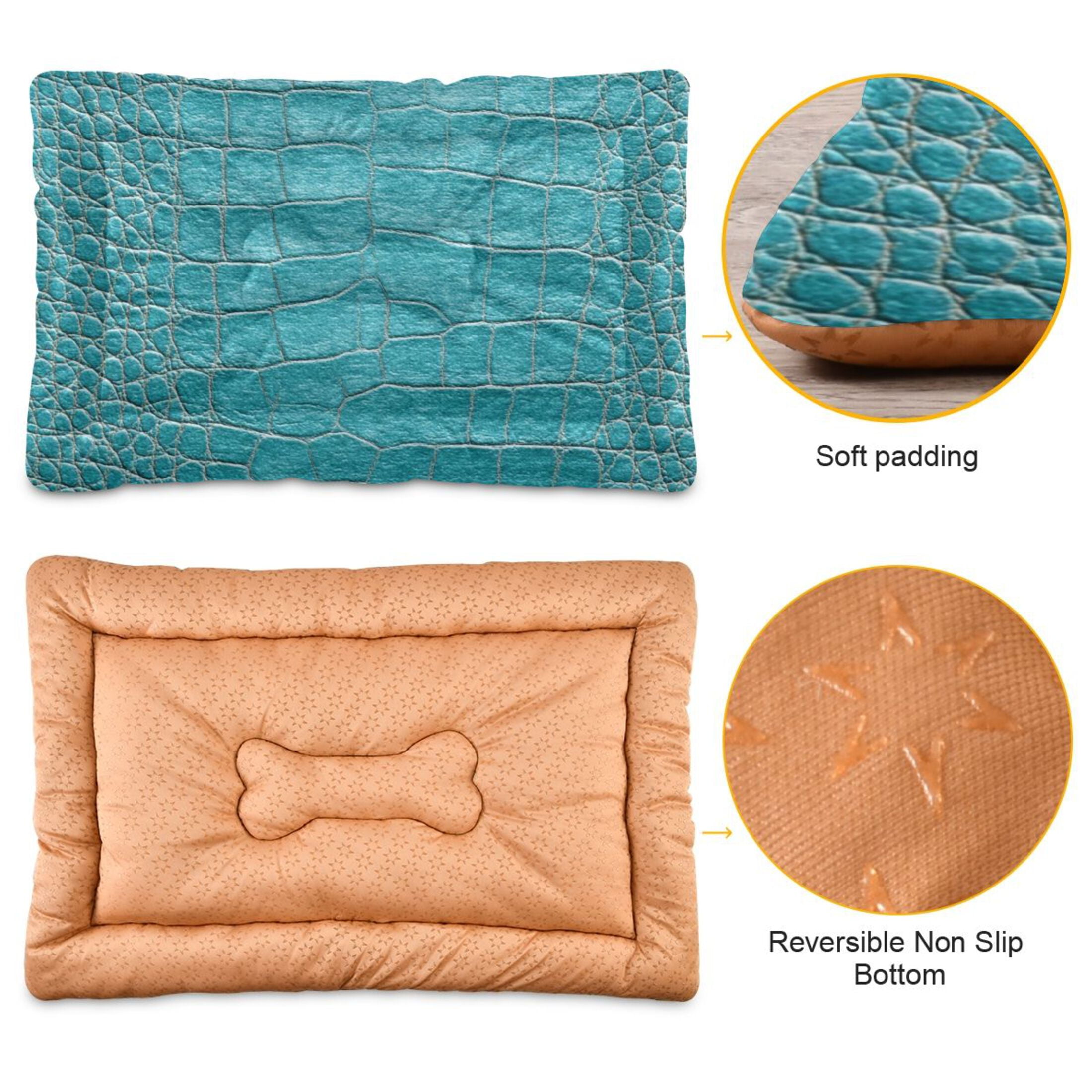 Cozy Mat Pet Bed Indoor Outdoor Warm Soft For Cat Dog Puppy(S/M) Blue Crocodile Pattern