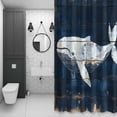 thumbnail image 4 of Ocean Animal Bathroom Shower Curtain, Vintage Whale Watercolor Blue Wood Texture Waterproof Washable Soft Bath Curtain for Bathtub Decor with 12 Hooks&Grommet, 36x72 Inch, 4 of 9