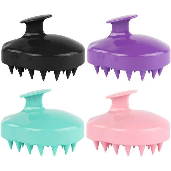 Totuokey 4 Packs Scalp Massager Shampoo Brush with Soft Silicone Bristles for Scalp Care, Shower Hair Scalp Scrubber Exfoliator for Dandruff Removal and Hair Growth, Wet & Dry for Men, Women and Kids