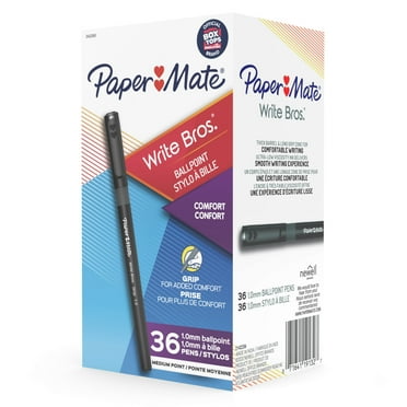 Paper Mate Ballpoint Pens, Write Bros. Grip Black Ink Pens, Medium Point (1.0 mm), 36 Count