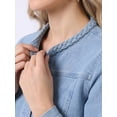 thumbnail image 5 of DARING DIVA Women's Collarless Long Sleeve Open Front Cropped Jean Jacket XS Light Blue, 5 of 8