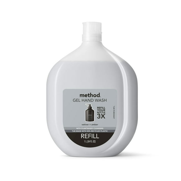 Method Gel Hand Soap Refill Vetiver + Amber Biodegradable Formula 34 Fl Oz (Pack of 1)