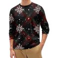 thumbnail image 2 of Men's Fashion Printed Round Neck Long Sleeve Bottoming Shirt Top with Christmas Snow Night Print for Seasonal Outfits and Daily Wear - Soft and Warm Men's Base Layer,Black,L, 2 of 7