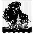 thumbnail image 1 of Ambesonne Nordic Shower Curtain, Viking Burning Longboat, 69"Wx70"L, White and Black, 1 of 3