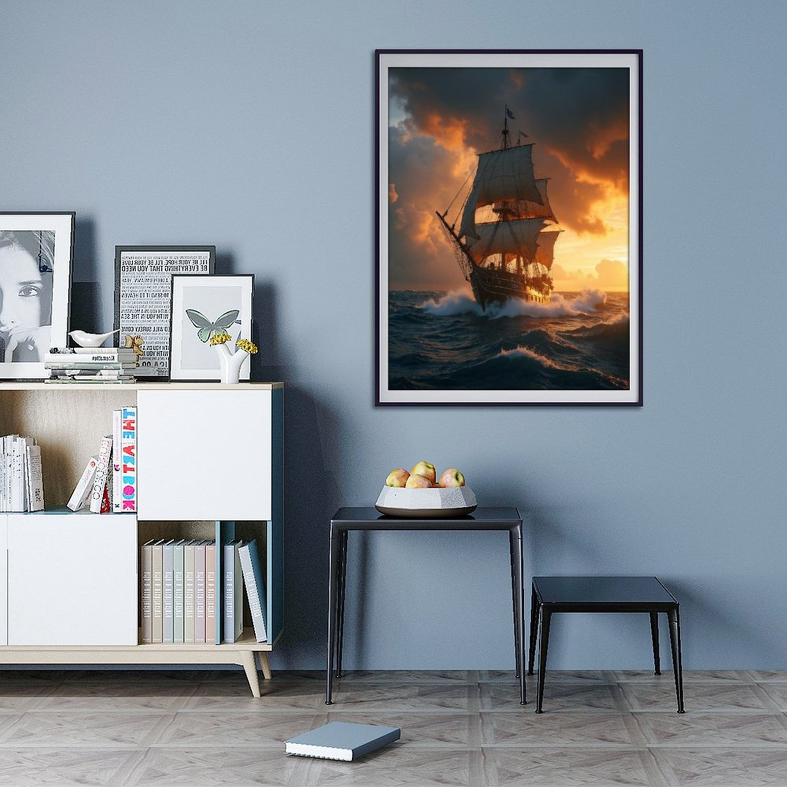 Diamond Art Kit for Adults, Sunset Voyage Tall Ship Ocean Waves Diamond Painting for Adults Beginners, 5D DIY Diamond Art Painting Kits, Colorful Diamond Painting Craft for Home Decor 12x16 Frameless