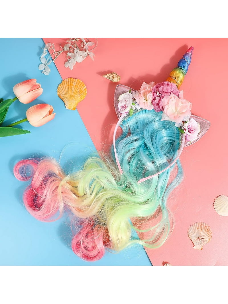 Unicorn Headband with Curly Hair Piece for Girls, Unicorn  display picture 1