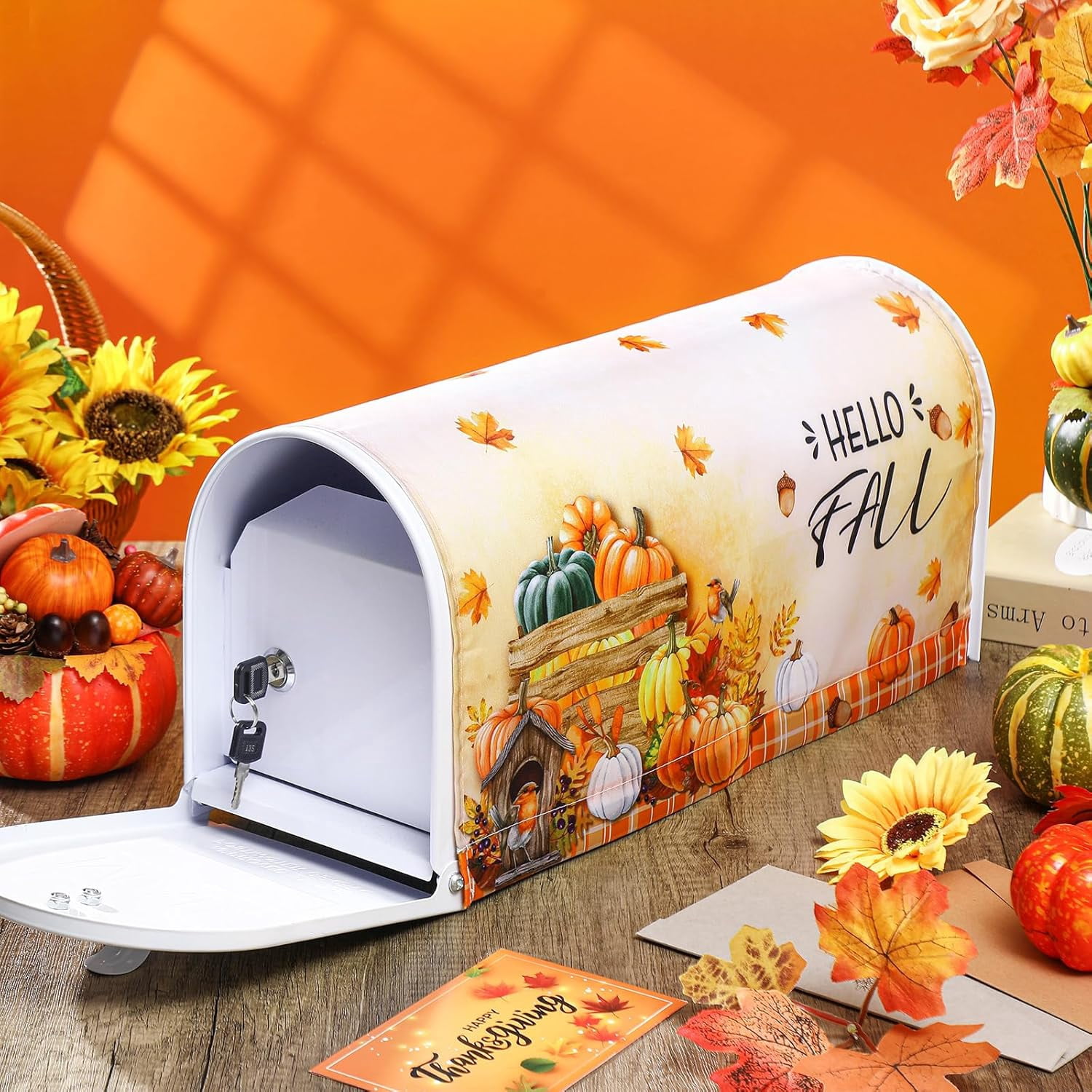 4 Pcs Mailbox Covers Magnetic Standard Size 18 x 21 Inch Hello Spring Summer Autumn Winter Magnetic Mailbox Covers Wraps for Holiday Christmas Garden Yard Home(Romantic Style)