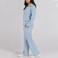 thumbnail image 3 of Mohiass Women 2 Piece Outfits 2025 Fall Fashion Airport Wide Leg Pants Lounge Set Leisure Travel Vacation Clothes Sweatsuits Light Blue XL, 3 of 6