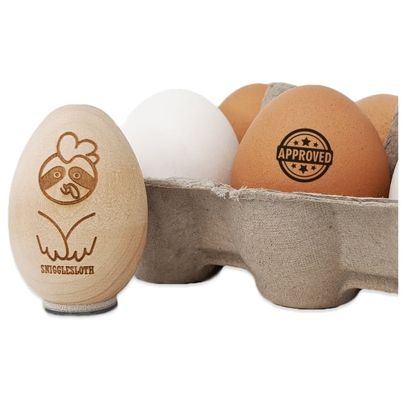 Approved with Stars Teacher Egg Chicken Rubber Stamp - Mini 1/2 Inch