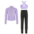 thumbnail image 3 of Alvivi Kids Girls Ice Skating Sport Outfit Long Sleeve Jacket +Tank Top + Pants Training Clothes Set Purple 12, 3 of 6