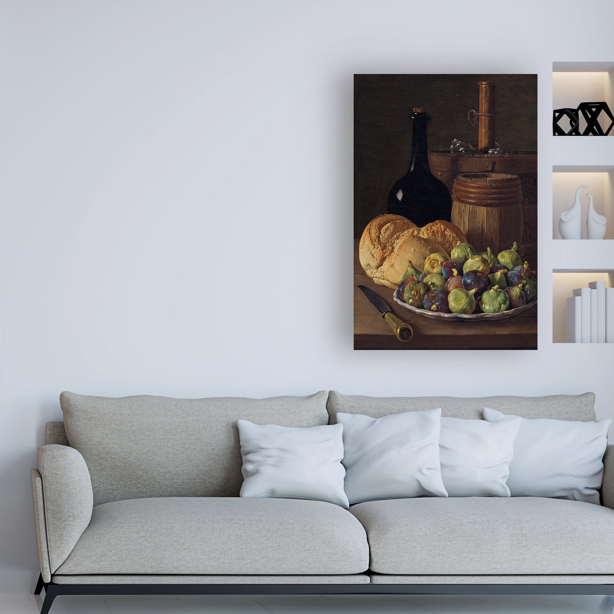 Melendez 'Still Life with Figs and Bread' Canvas Art
