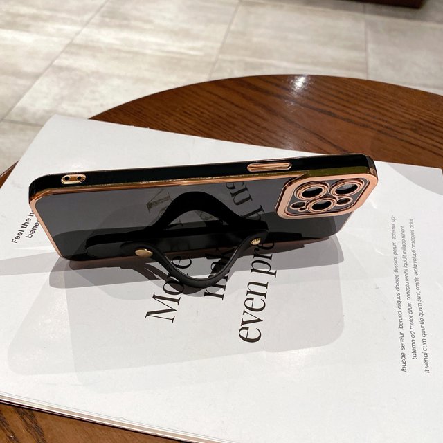 Applicable To Apple Series Mobile Phone Case Cool Wristband Integrated Mobile Phone Case Bracket Smooth Anti-drop Mobile Phone Case Lens Protruding Protective Cover
