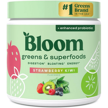 Bloom Nutrition Greens & Superfoods Powder, Strawberry Kiwi, 25 Servings