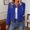 Blue, variant on Women's Crew Neck Open Front Cropped Blazer Jacket, Long Sleeve Decorative Cuff Button Solid Office Suit Coat for 2026 Spring Fall Business Daily Layering