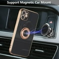 thumbnail image 4 of Electroplated Magnetic Ring Holder Case, 360 Degree with Rotation Metal Finger Ring Holder Magnet Car Holder Soft Silicone Shockproof Cover for iPhone 12 Mini 5.4 inch - Black, 4 of 14